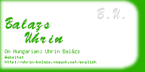 balazs uhrin business card
